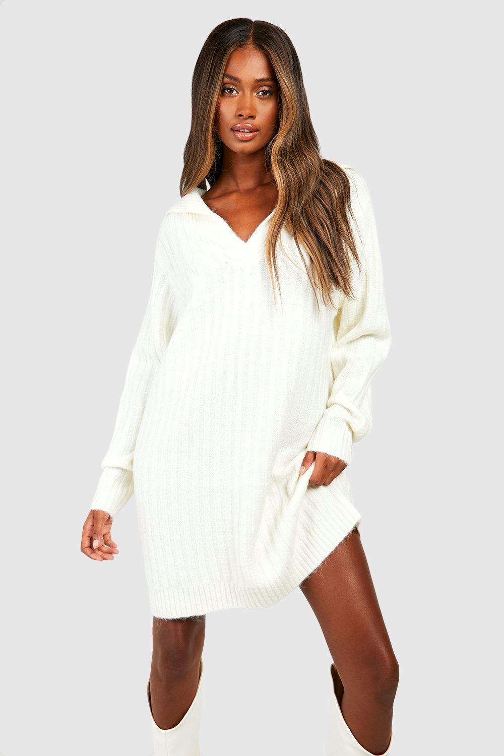 Cream knitted 2024 jumper dress