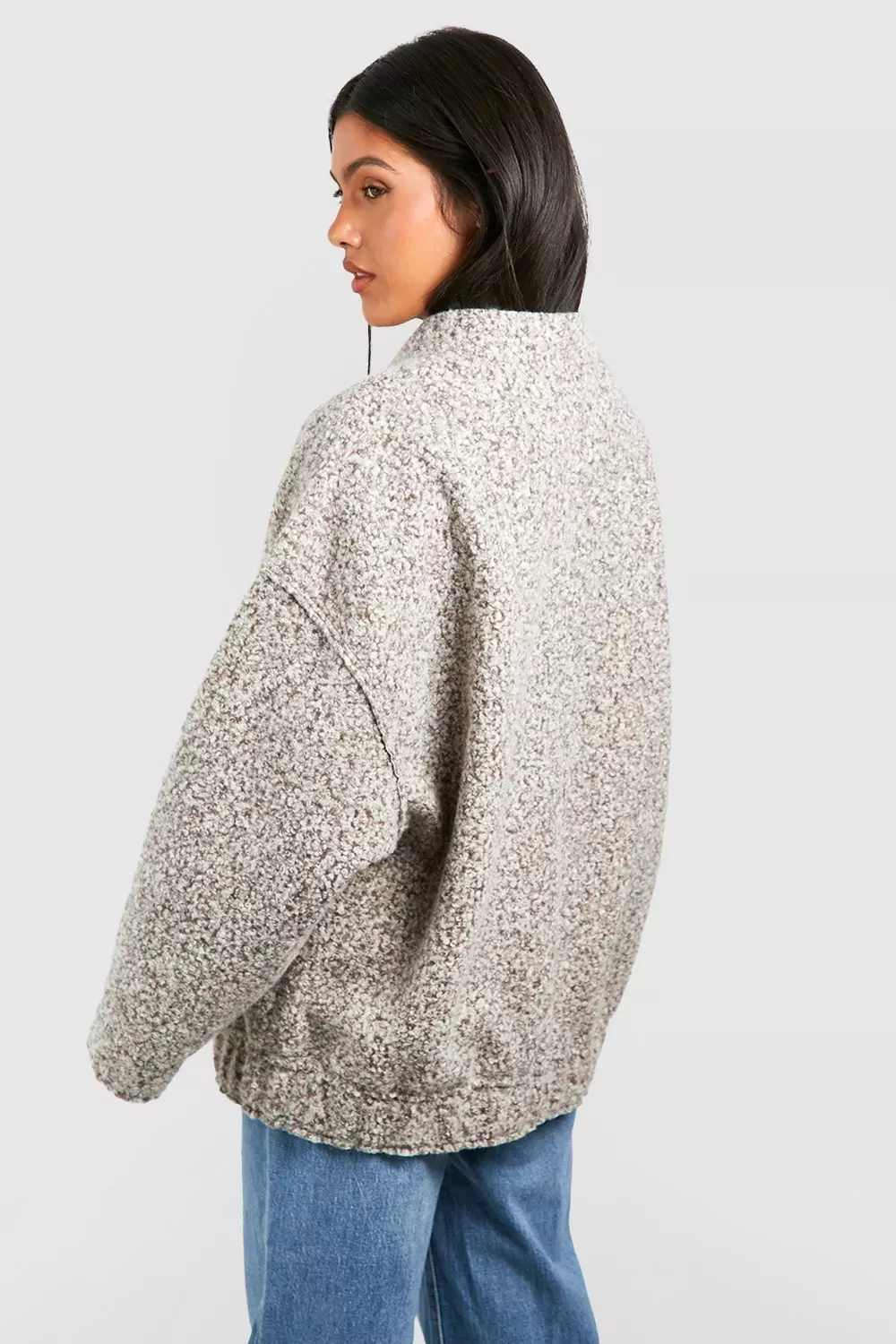 Cream Maternity Oversized Wool Look Bomber Jacket alternative image