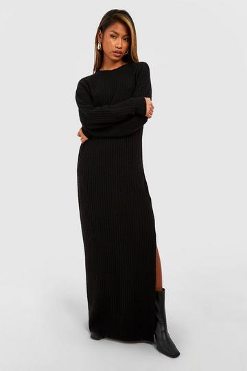 Soft Rib Maxi Knitted Dress black