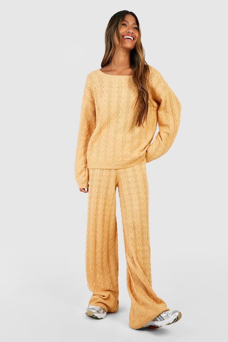 Camel Soft Cable Knitted Co-ord image number 1