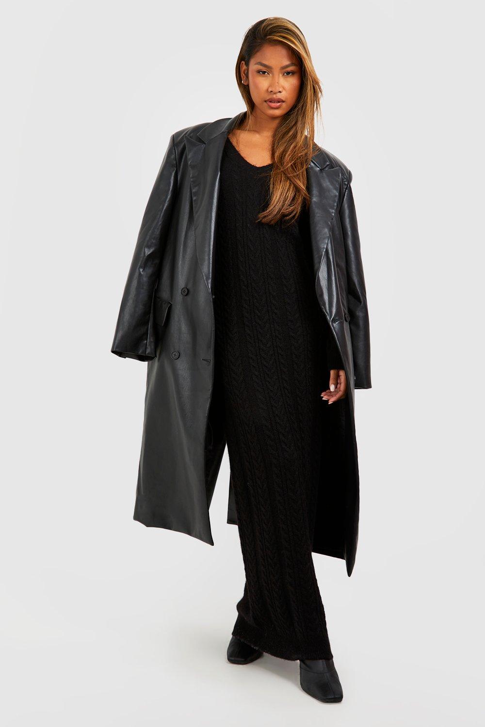 Cable Knit V Neck Maxi Jumper Dress | boohoo