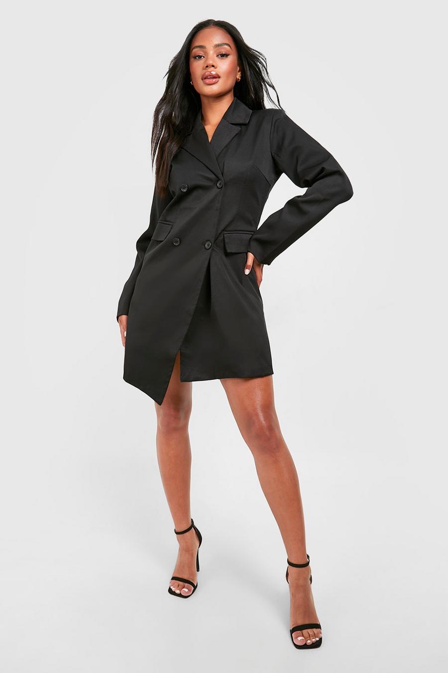 Black Asymmetric Wrap Blazer Dress image number 1