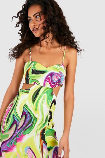 Marble Cut Out Slip Dress green