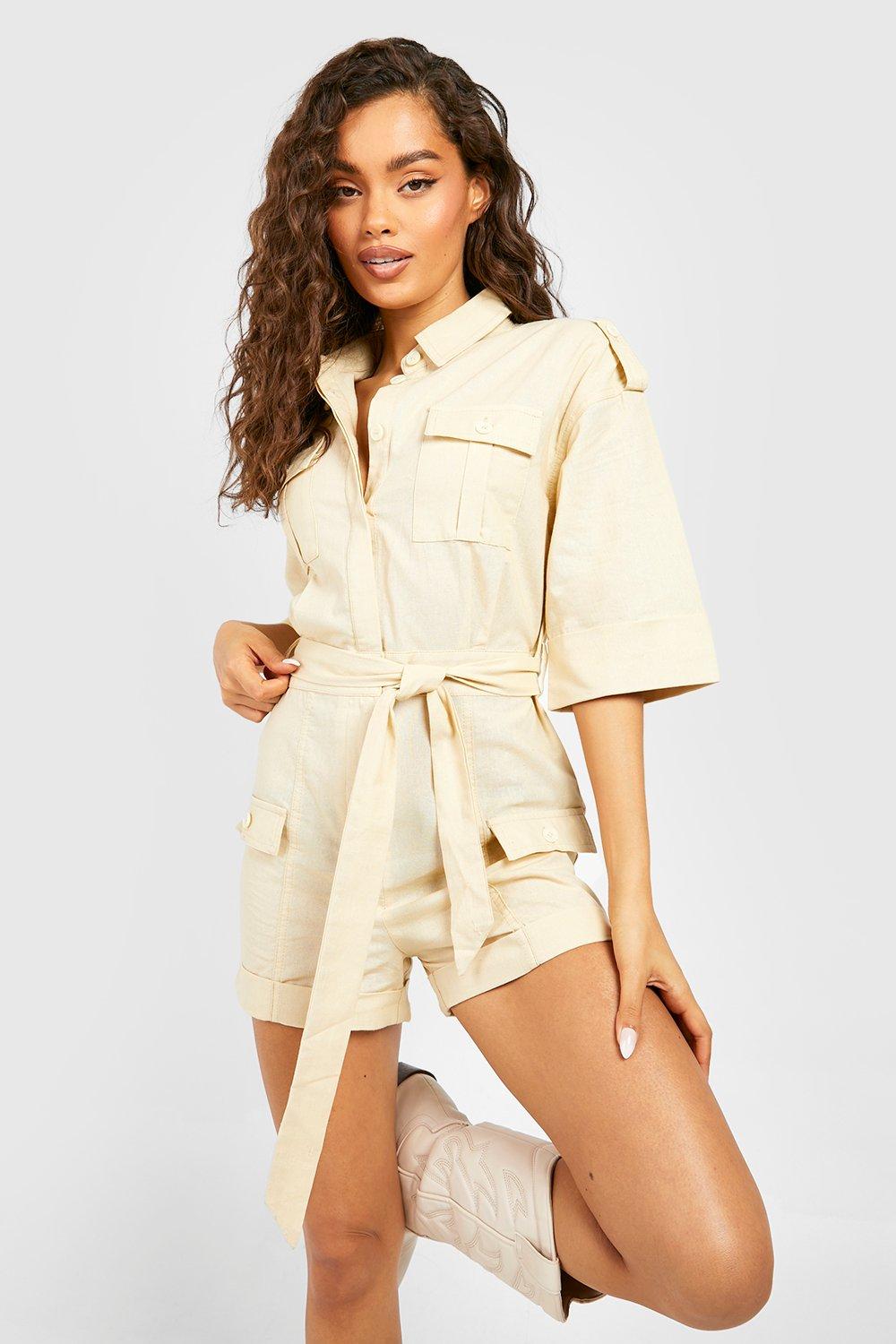 Utility store playsuit beige