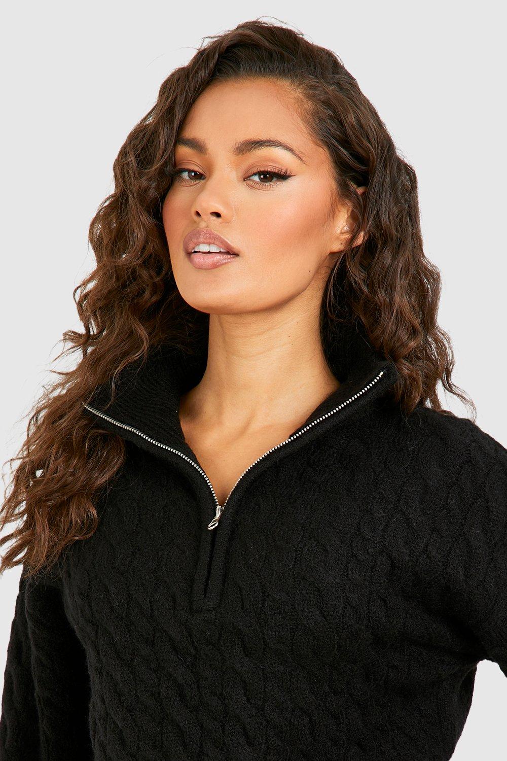 Cable knit cheap half zip