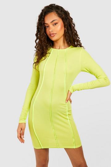 Lime Green Seam Detail Mini Dress