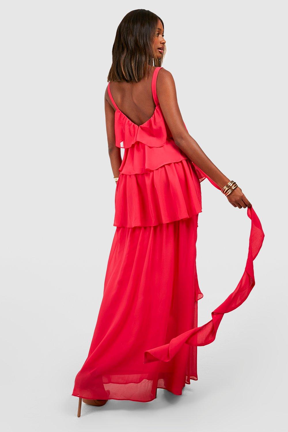 Ruffle trim maxi clearance dress