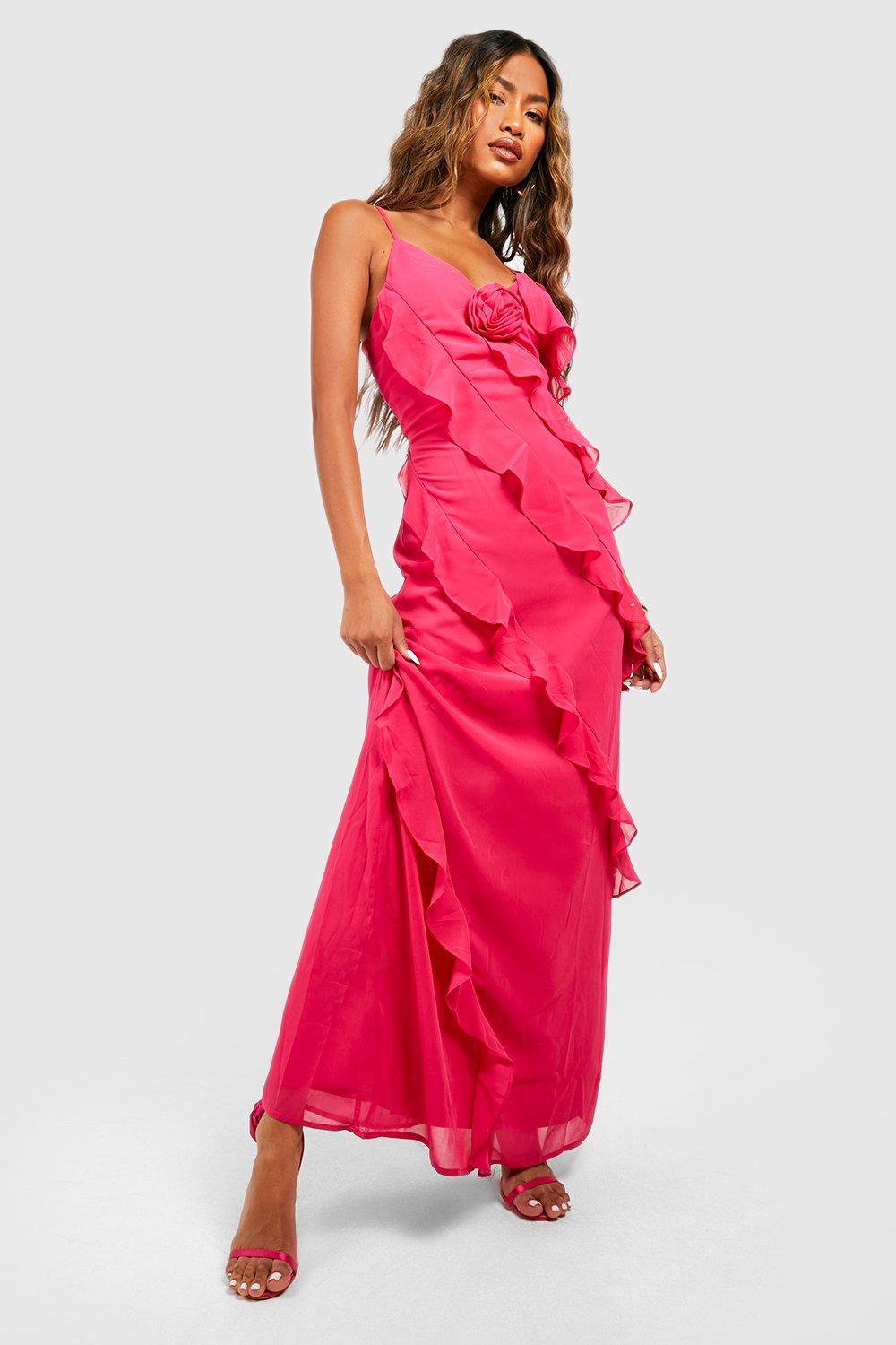 hot pink ruffle dress