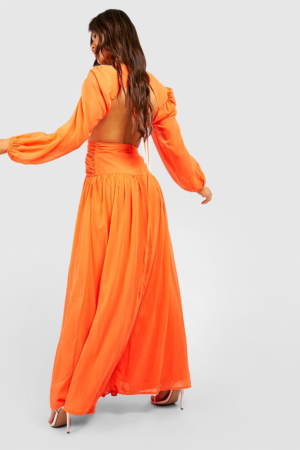 Boohoo orange maxi dress sale