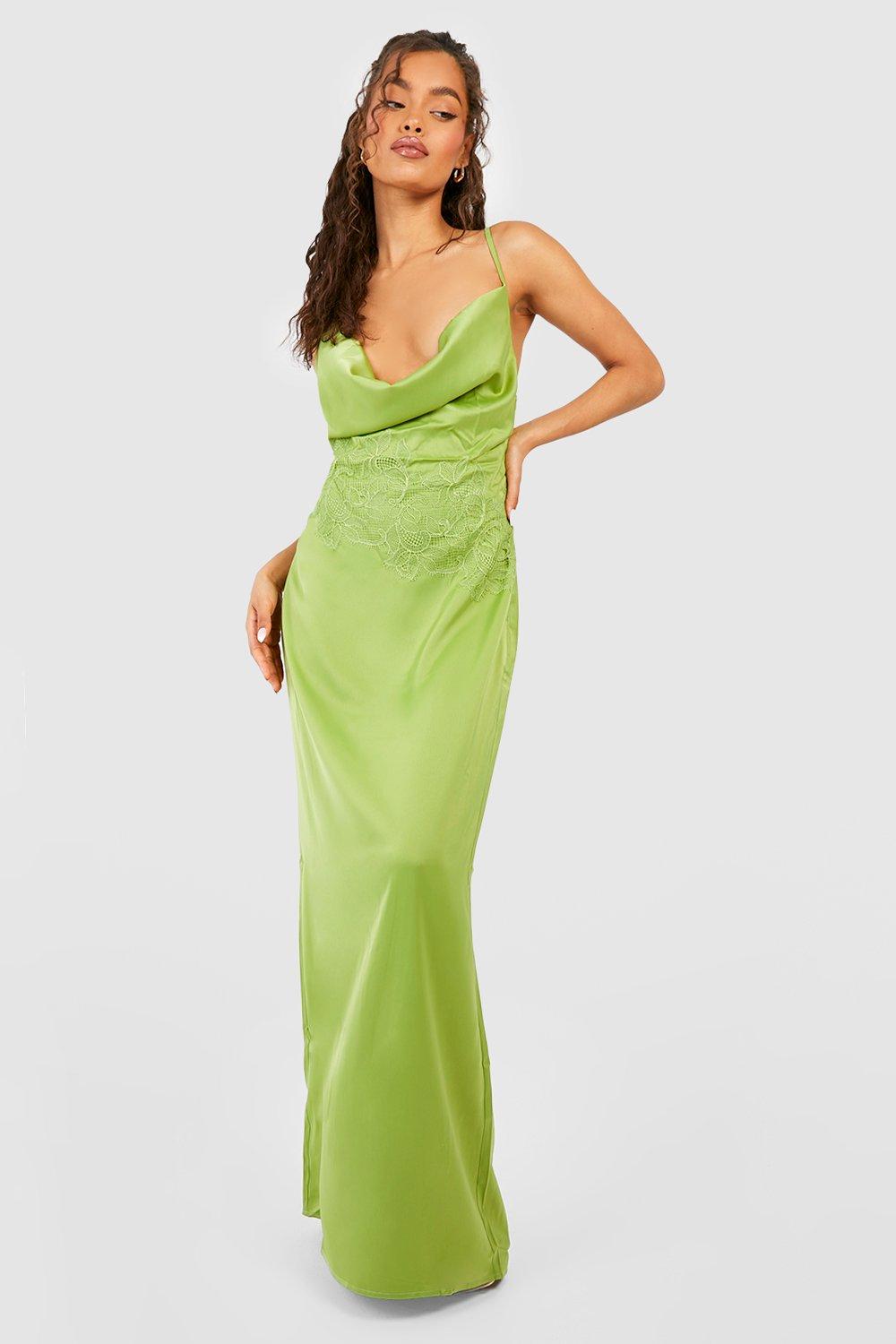 Lace Detail Satin Maxi Dress boohoo