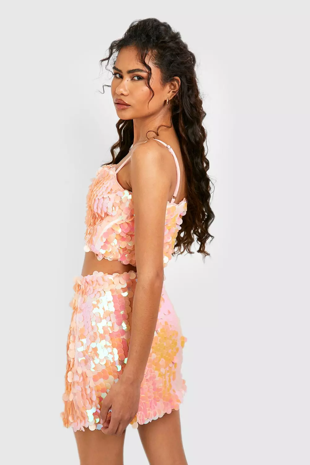 Coral Iridescent Disco Sequin Swing Cami alternative image