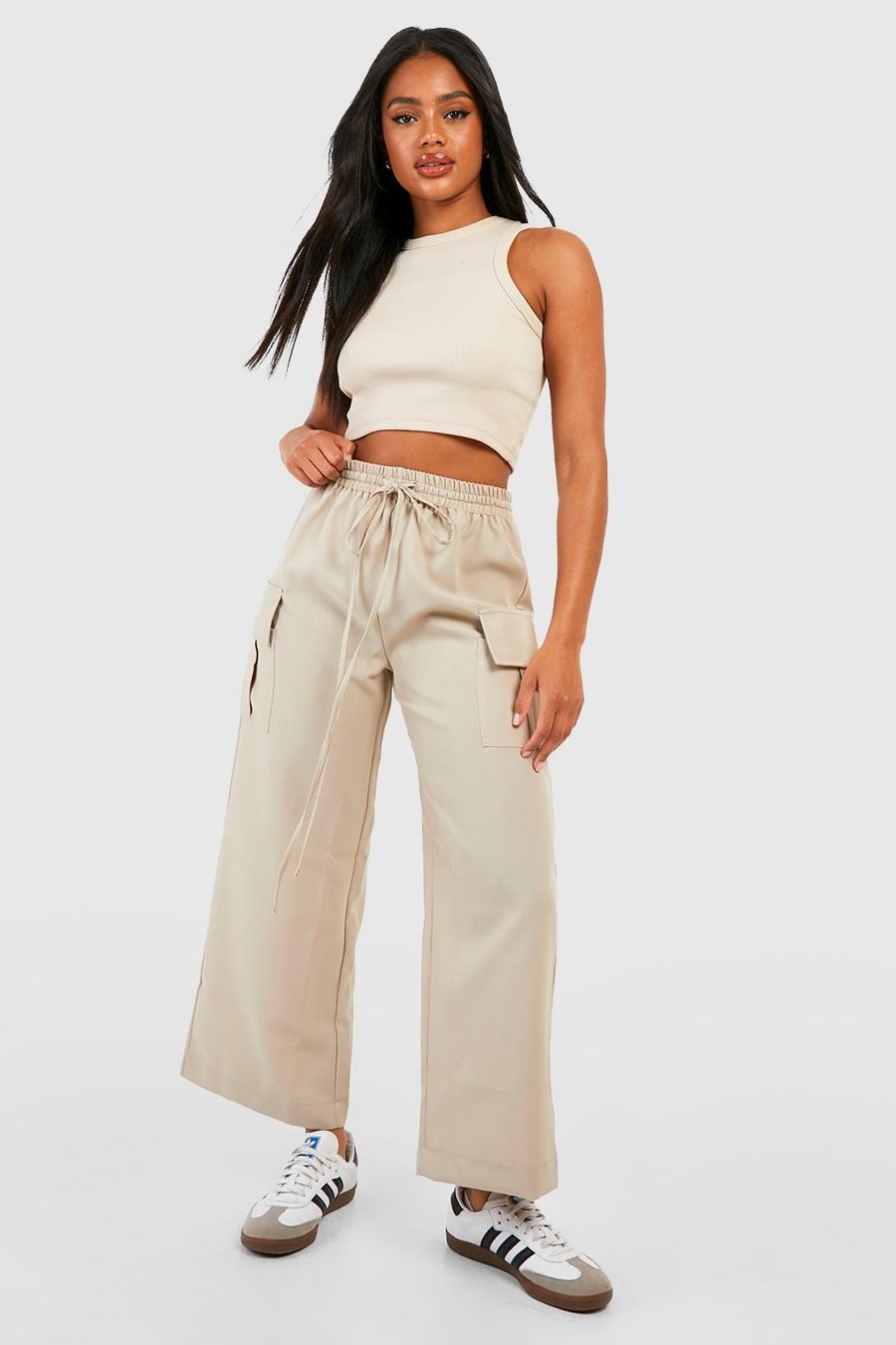 Pantalon jupe-culotte cargo, Stone