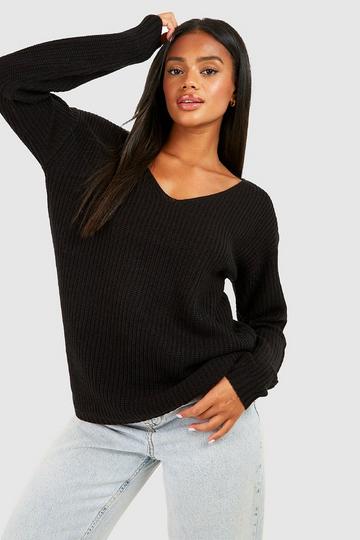 Basic V Neck Sweater black