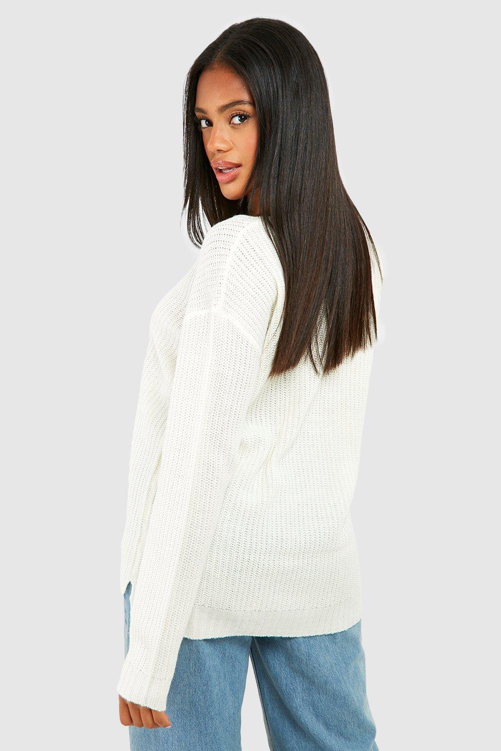 Cream colored v hot sale neck sweater