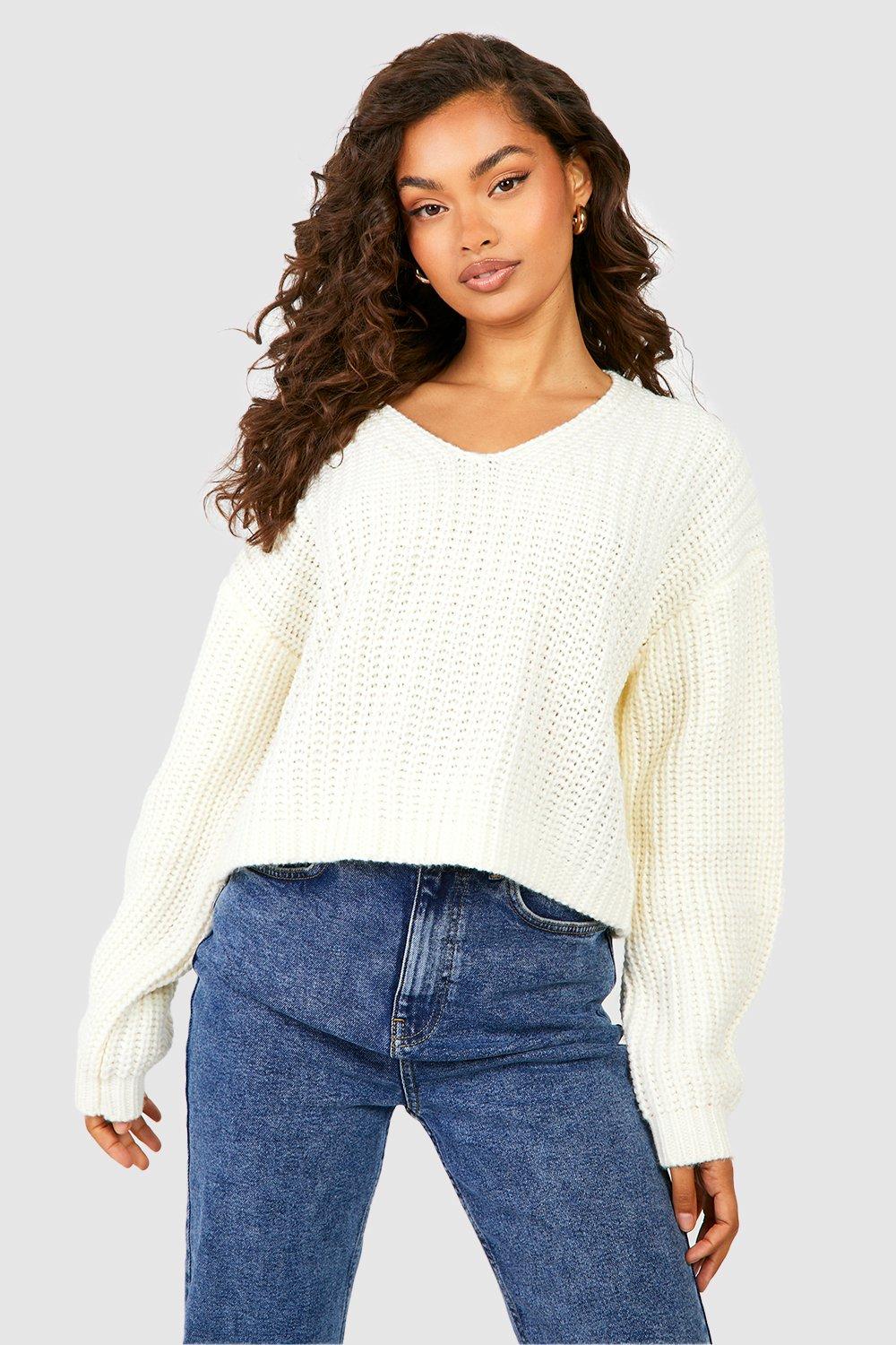 V neck clearance cream jumper