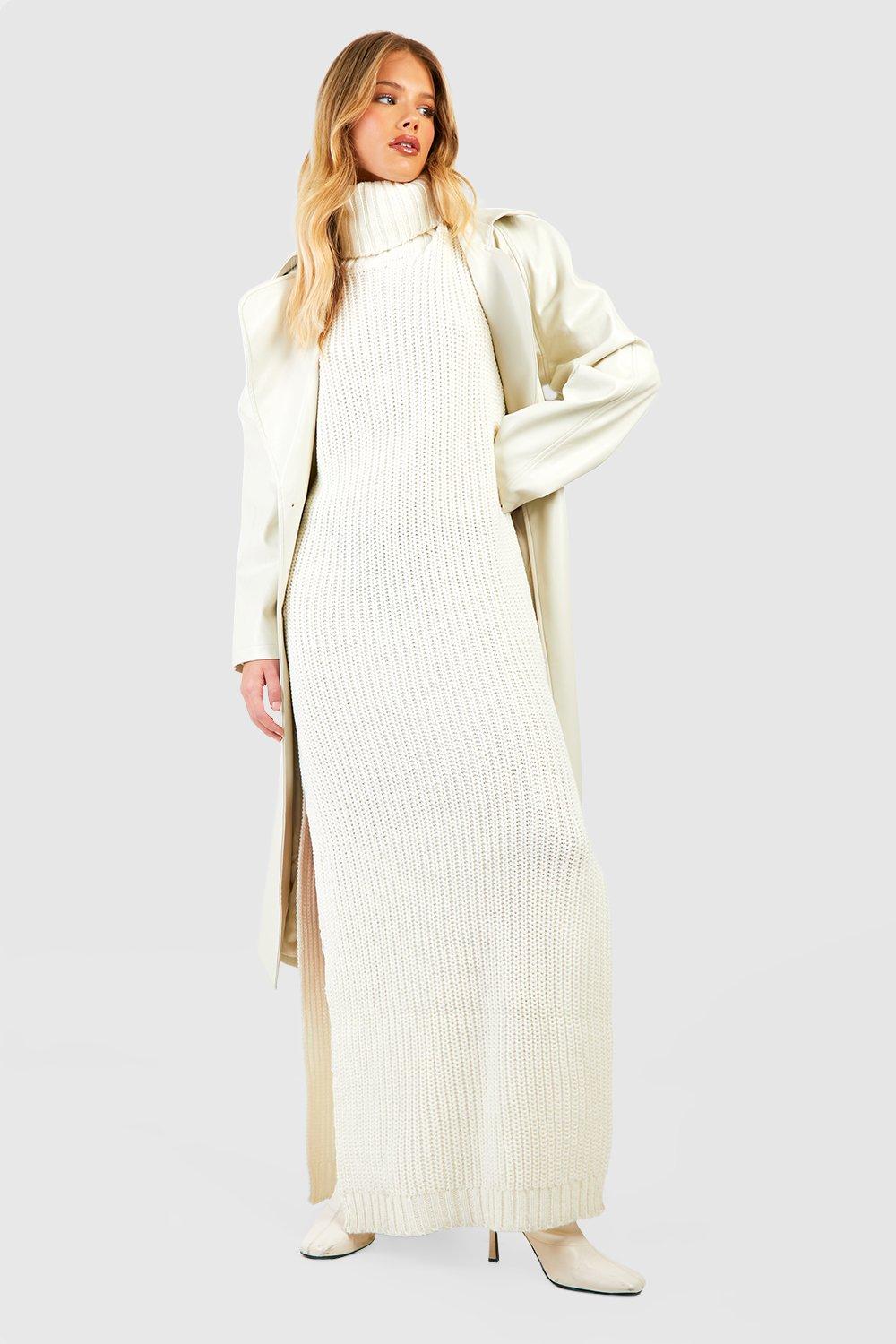 Long Sleeve Turtleneck Maxi Dress Cream