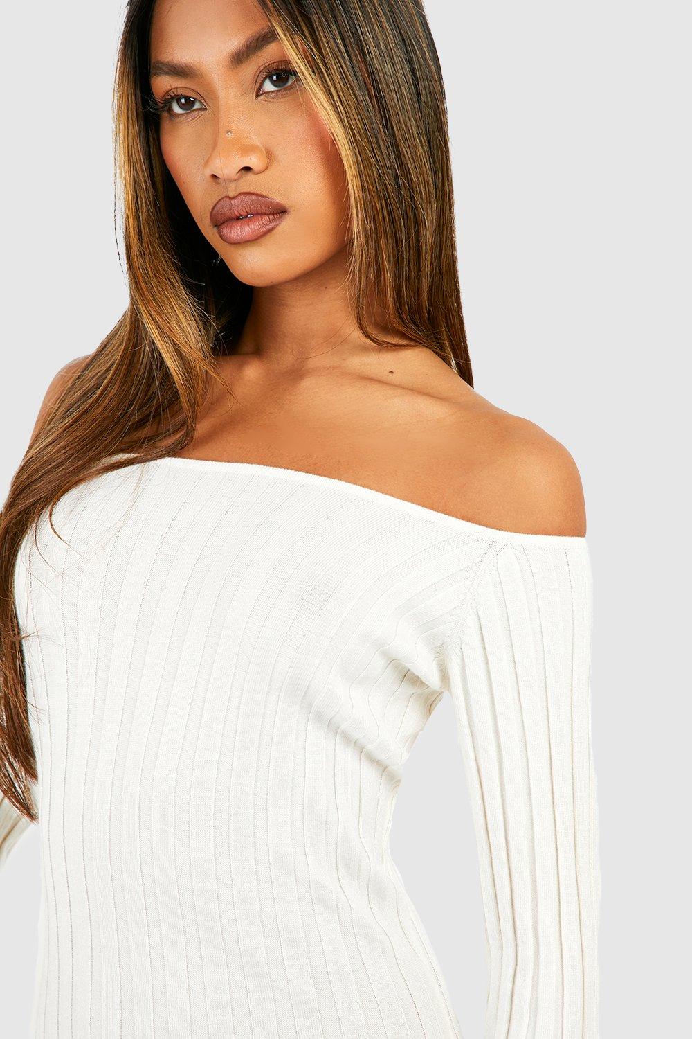 Rib knit off the shoulder hot sale maxi dress