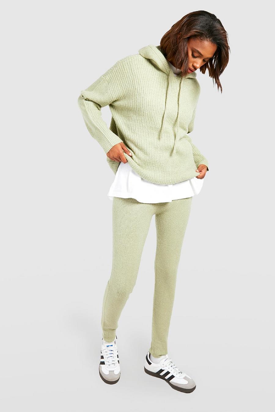 Khaki Soft Knit Hoodie & Pants Co-Ord image number 1
