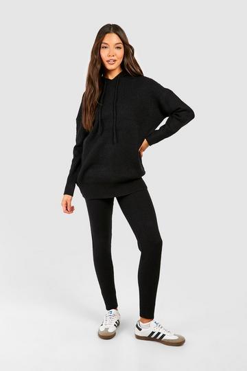 Soft Knit Hoodie Co-ord black
