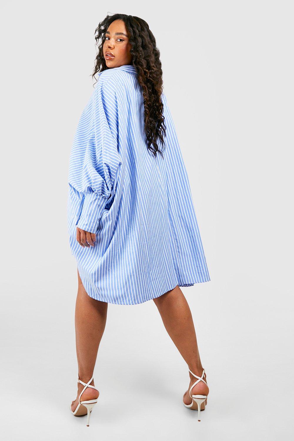 Plus size striped cheap shirt dress