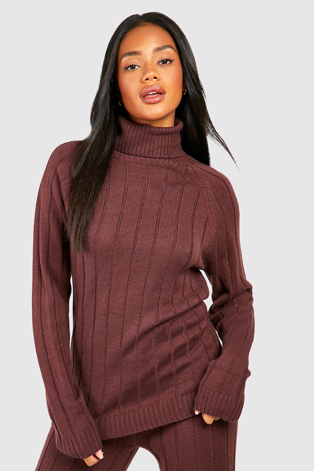 Wide Rib Turtleneck & Pants Knitted Two-Piece | boohoo