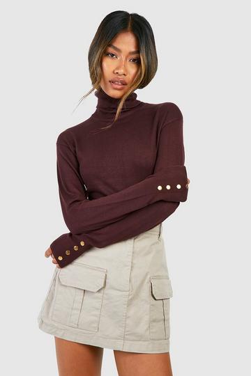 Basic Fine Gauge Turtleneck Sweater chocolate