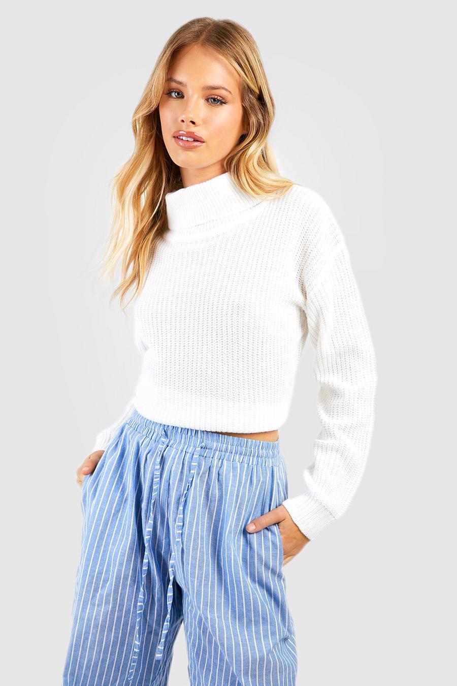 White Basic Turtleneck Sweater