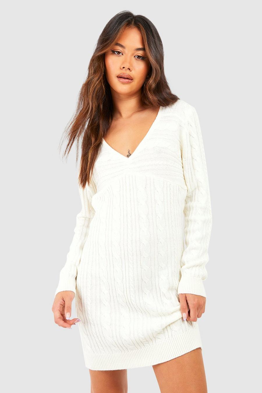 Cream Cable Knitted Mini Dress