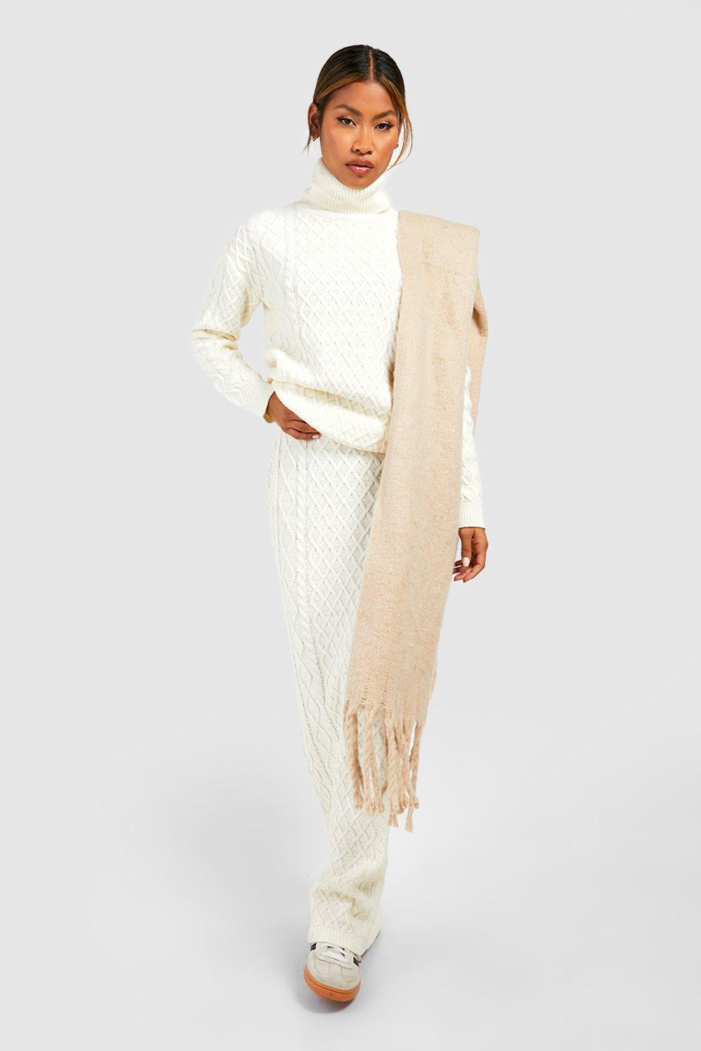 Cable Roll Neck Jumper And Maxi Skirt Knitted Co ord boohoo