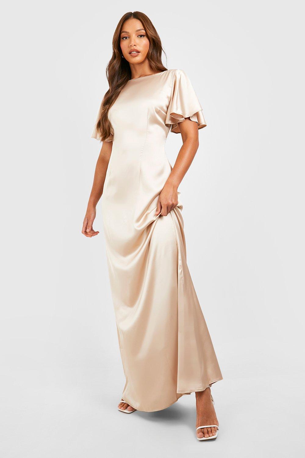 Tall Satin Occasion Angel Sleeve Maxi Dress