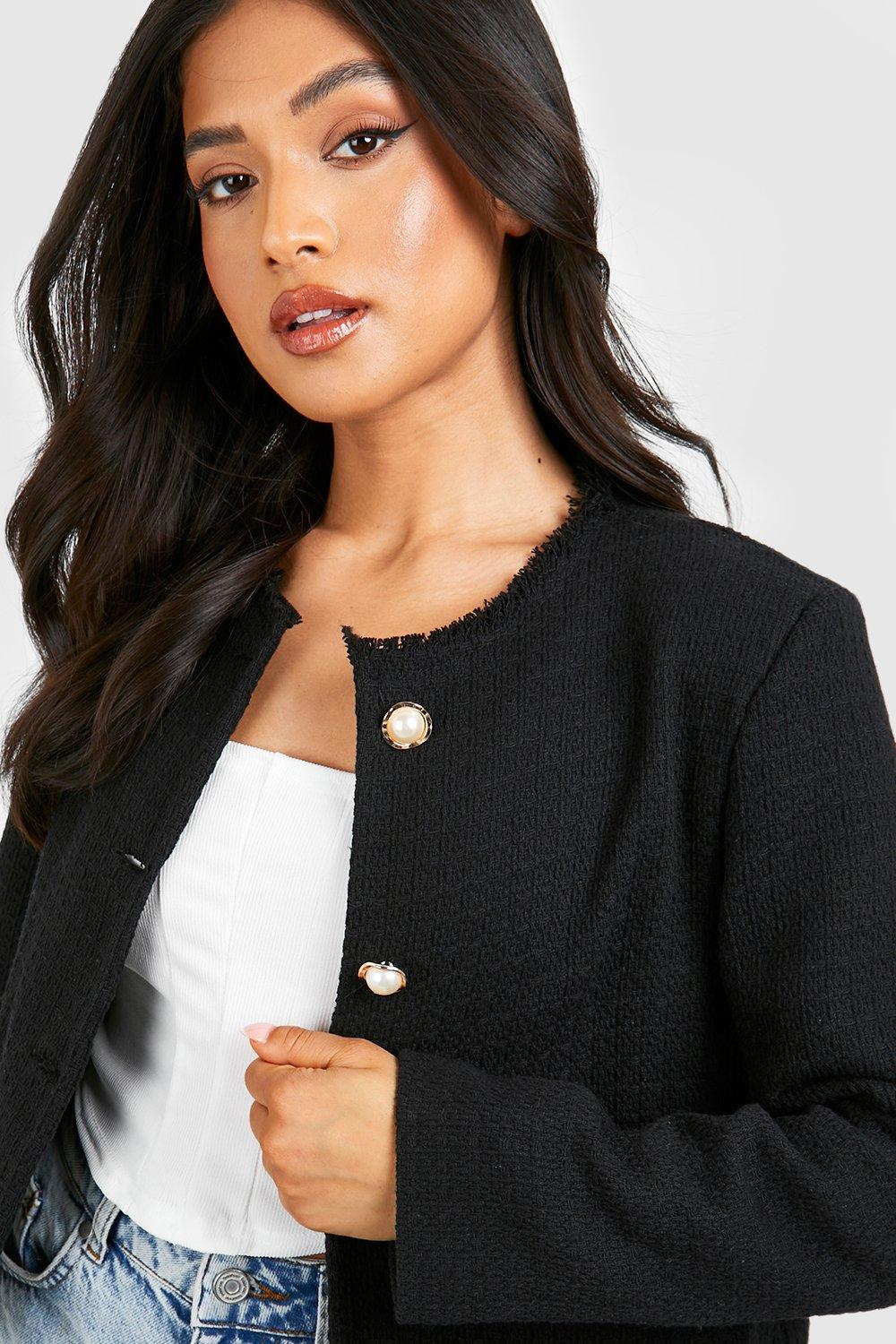 Black boucle jacket sale