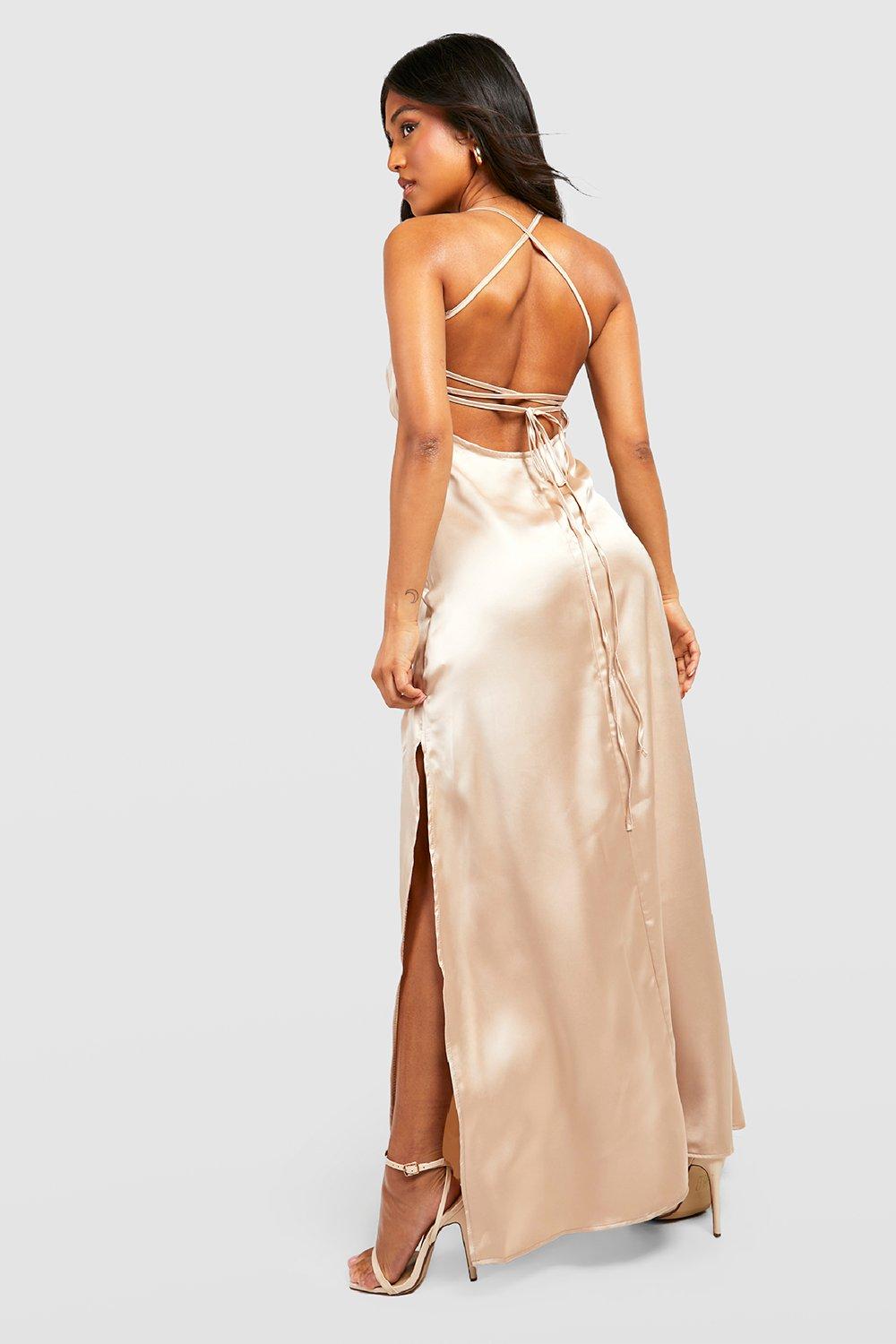 Champagne slip dress sales maxi