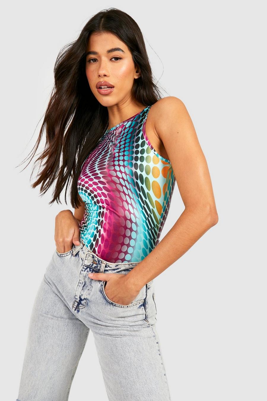 Multi Tall Abstract Spot Racer Bodysuit image number 1