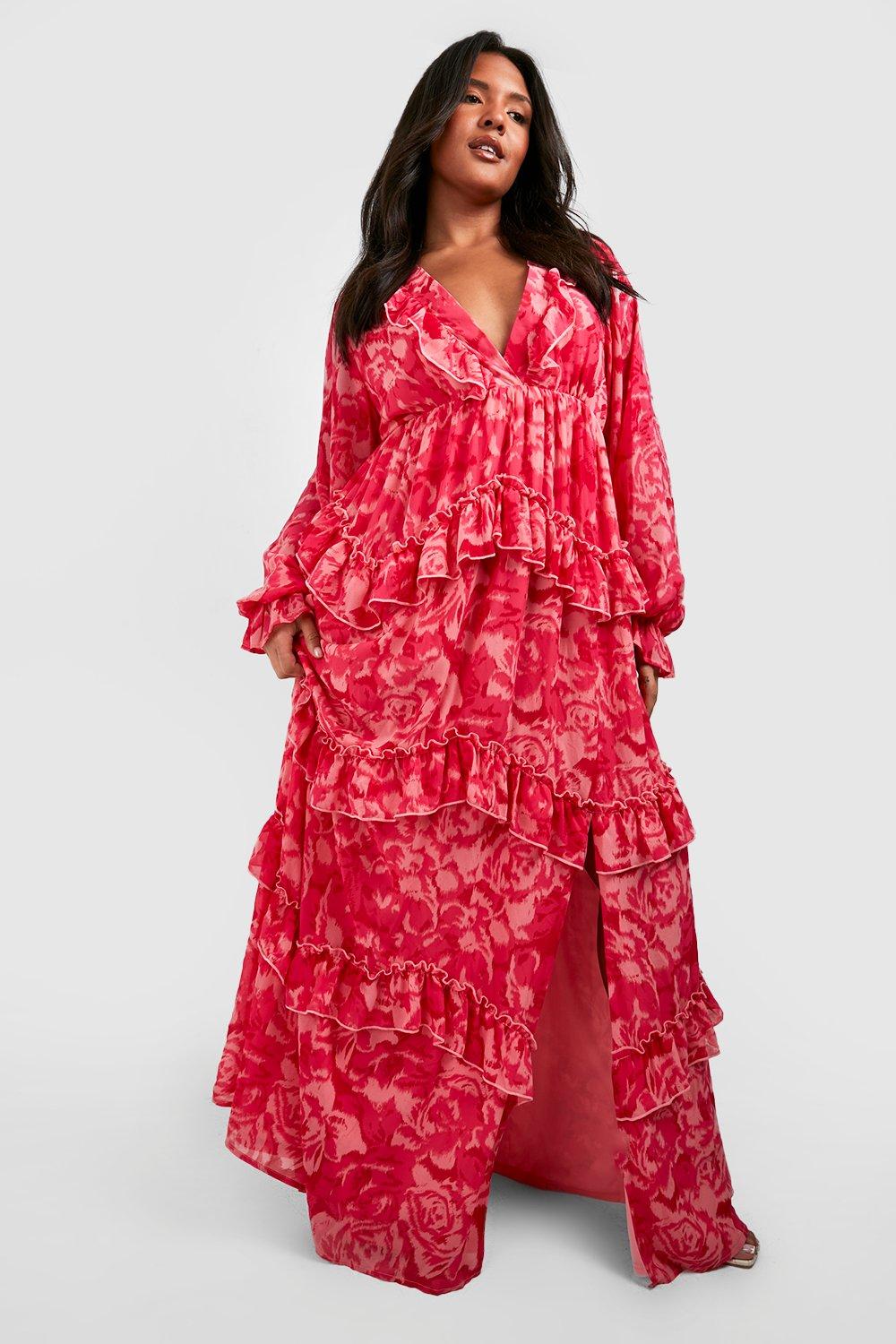 Plus size dress clearance with ruffle sleeves