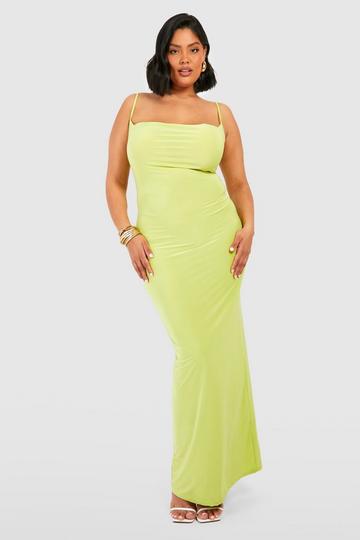 Plus Slinky Cowl Neck Maxi Dress lime