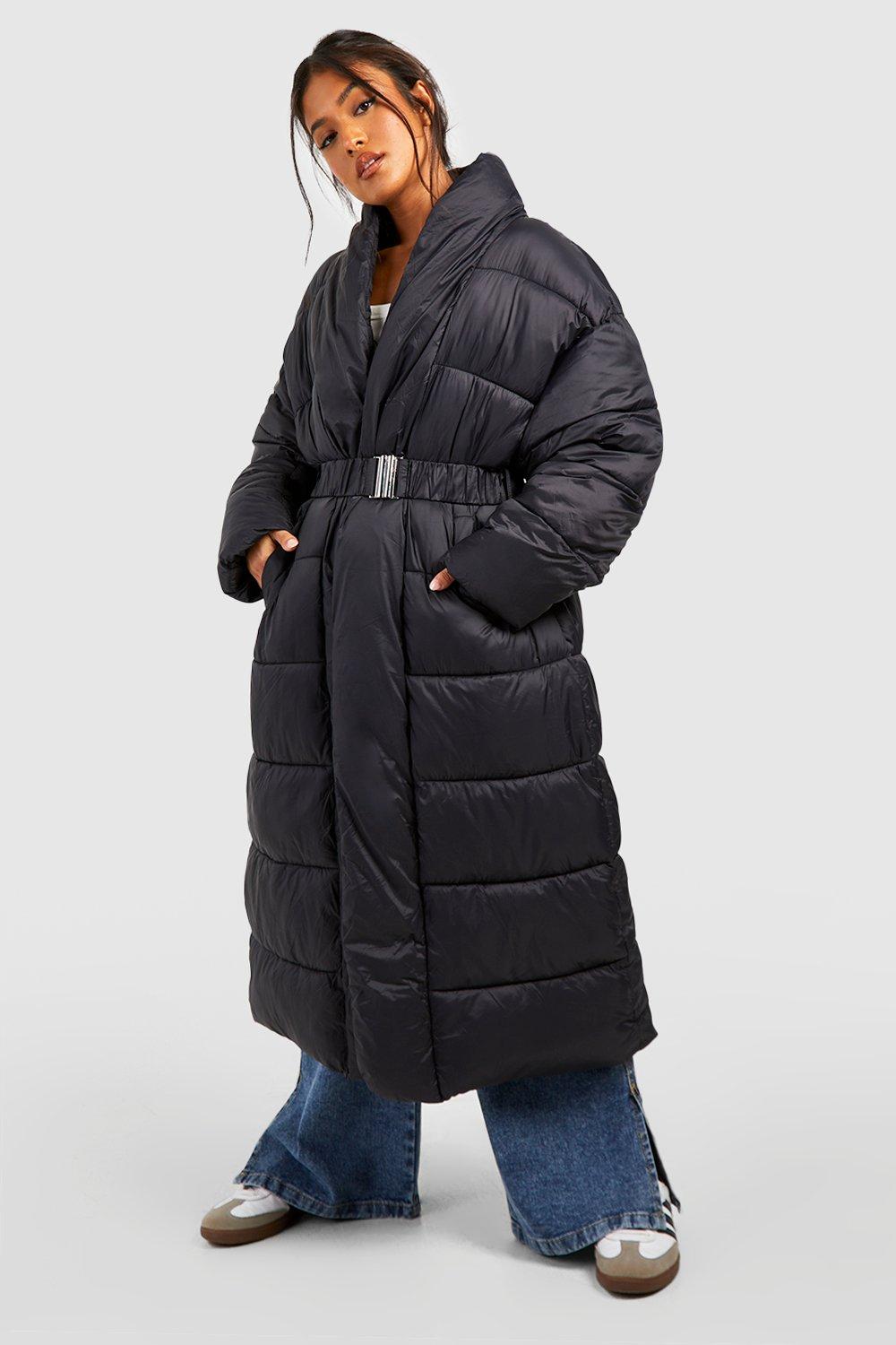 Long puffer coat online boohoo