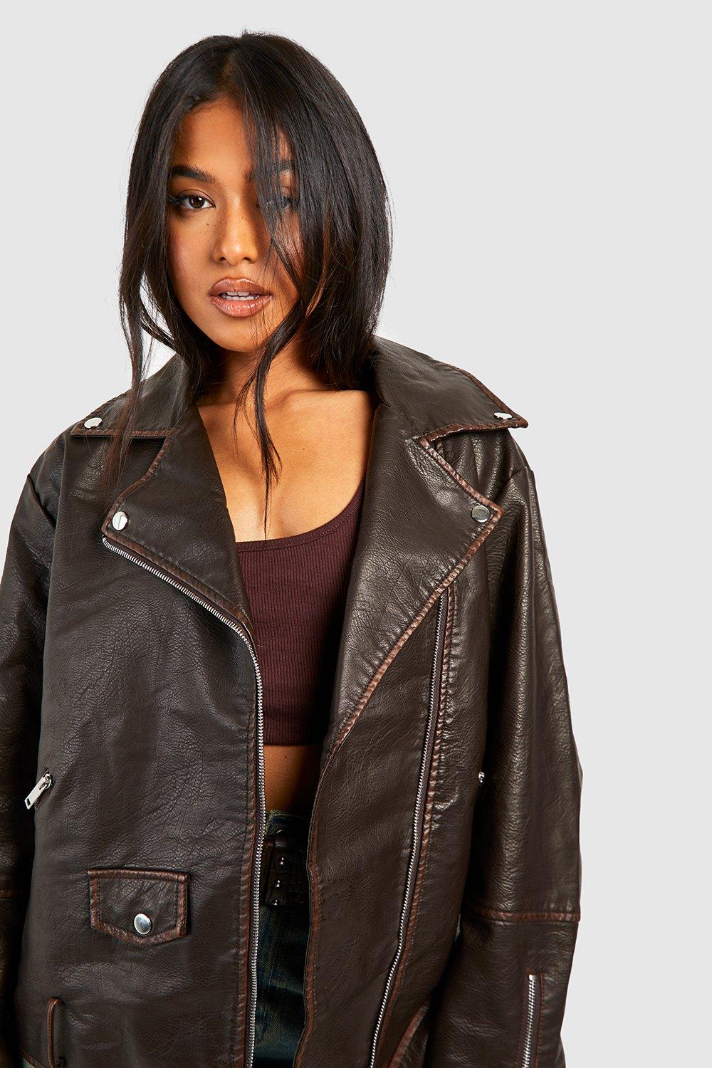 Faux Leather Oversized Moto Jacket