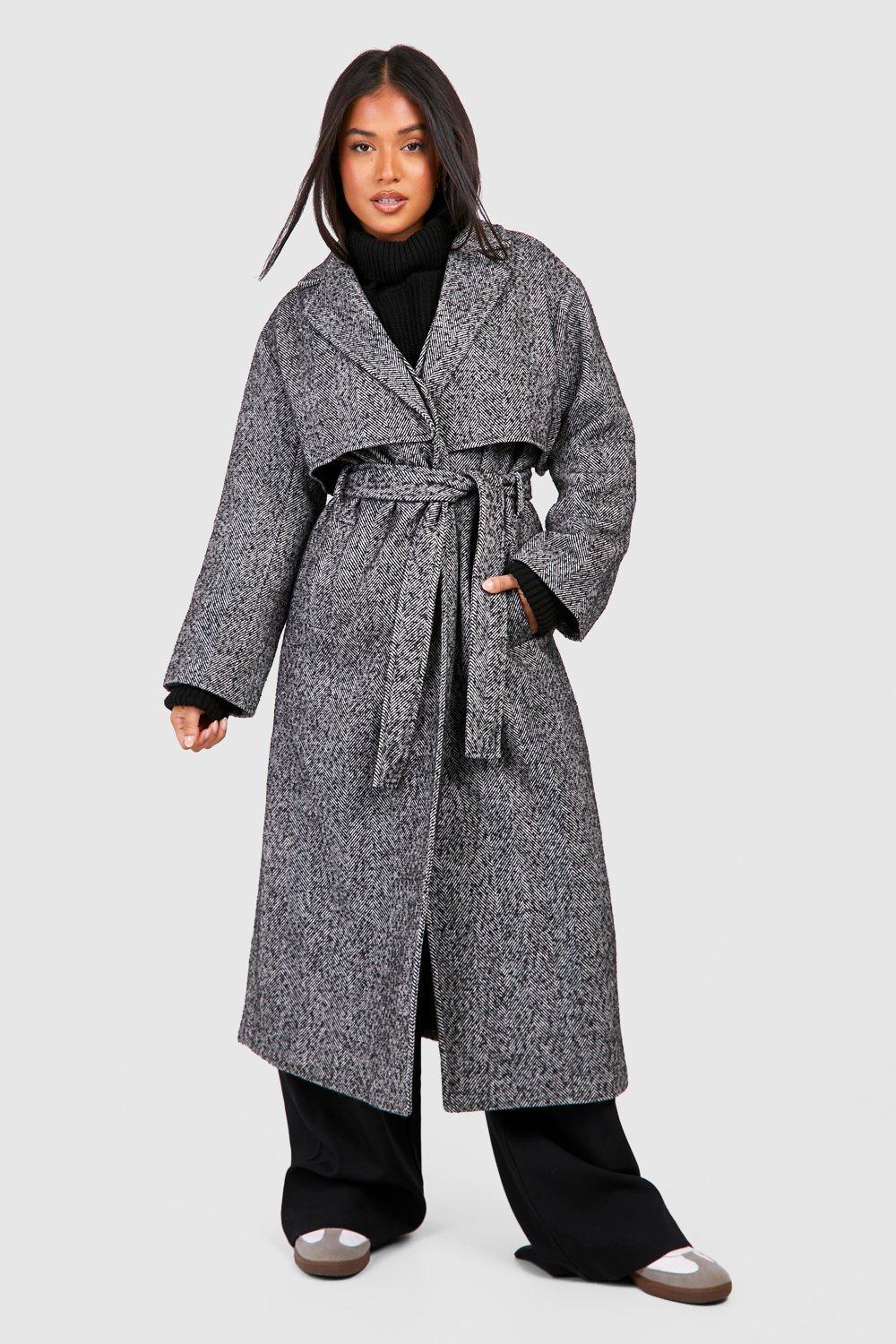 Grey herringbone cheap coat ladies