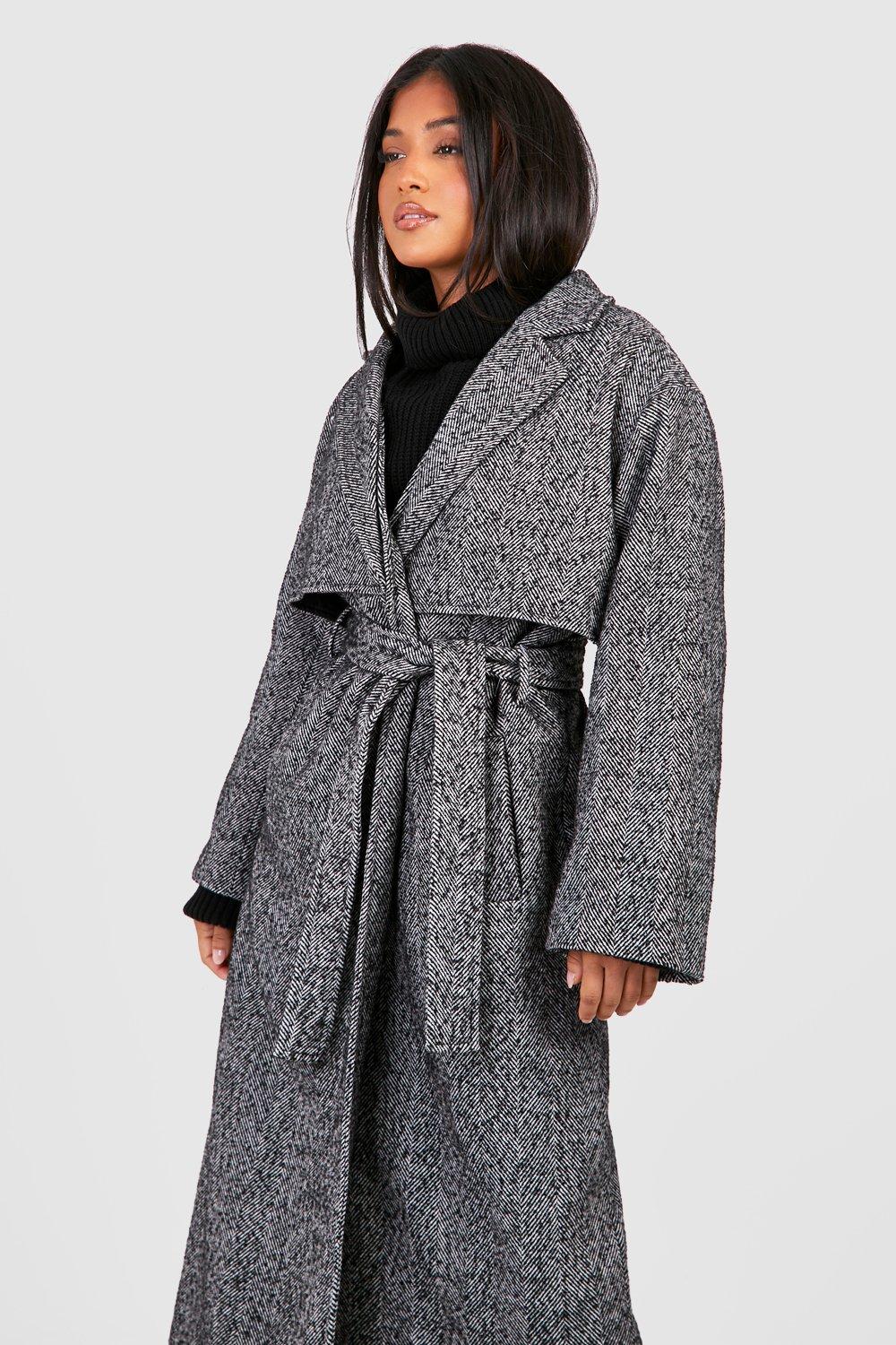 Grey wrap coat outlet uk