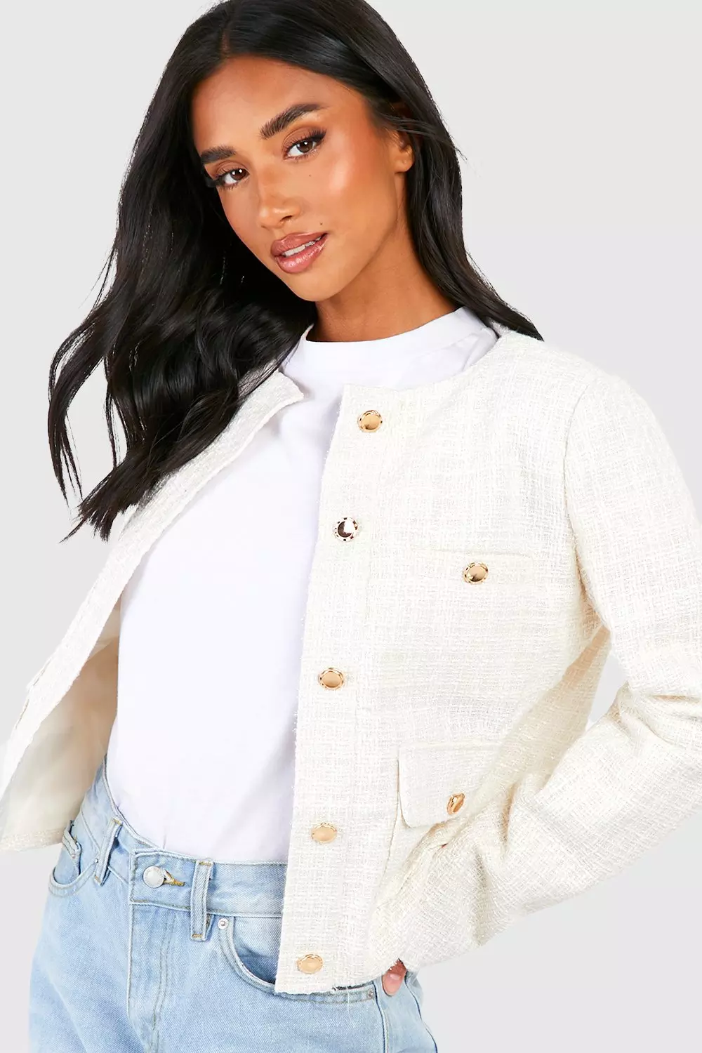 Boohoo hotsell tweed jacket