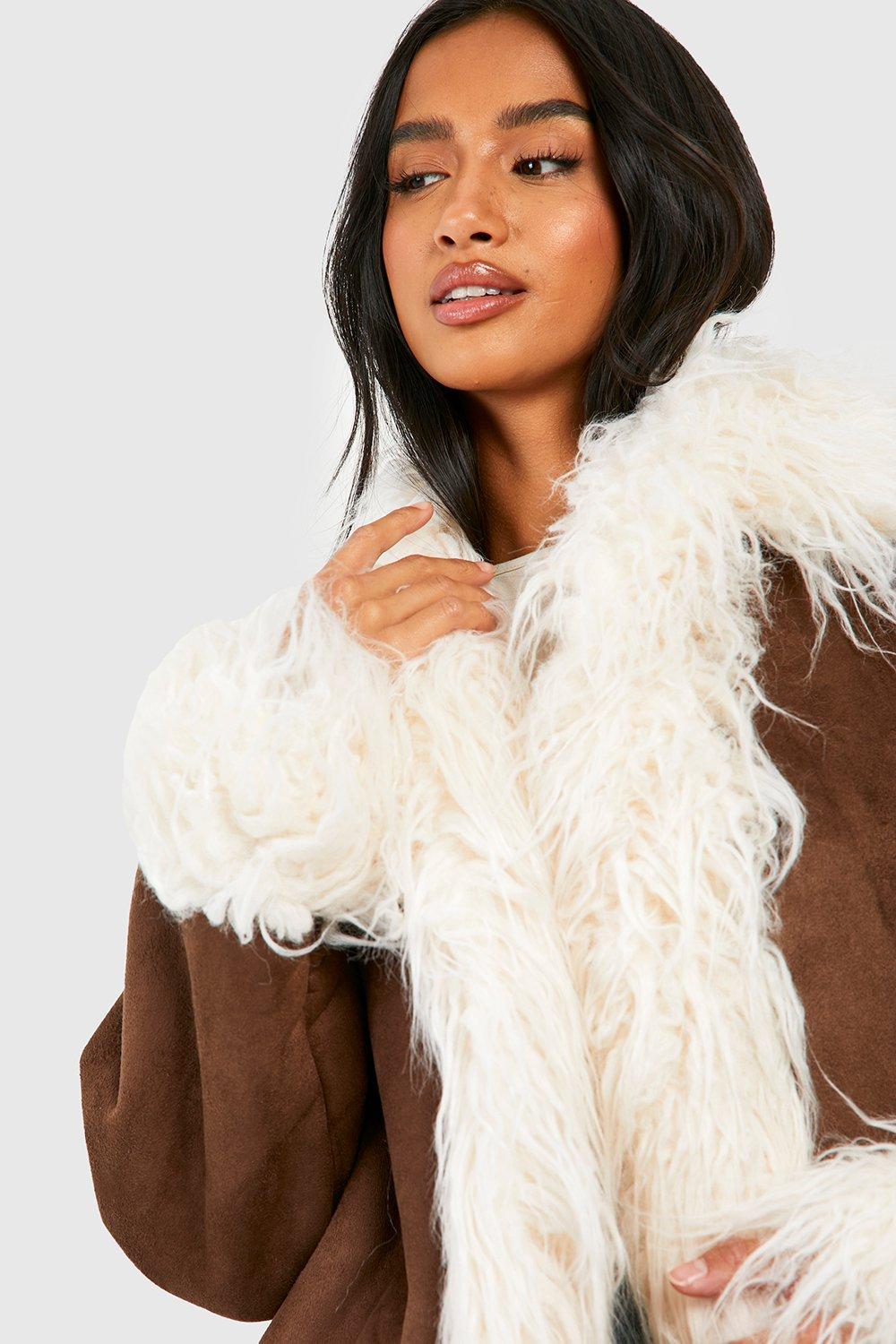 Petite long fur store coat