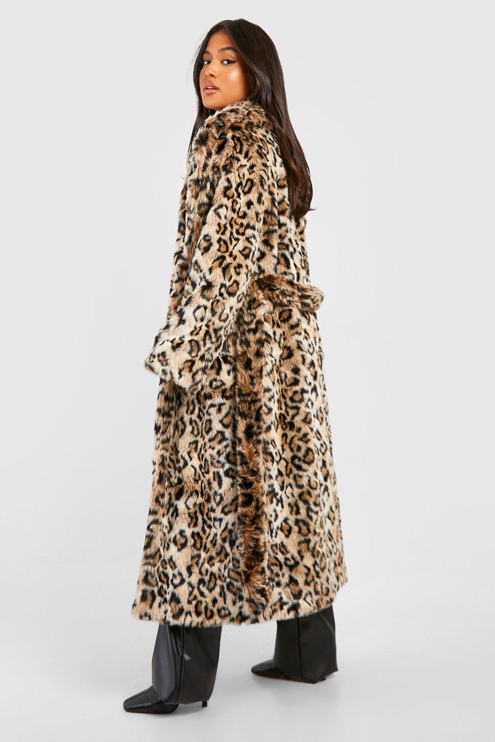 Leopard fur coat with 2024 hood