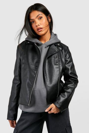 Maternity Faux Leather Biker Jacket black