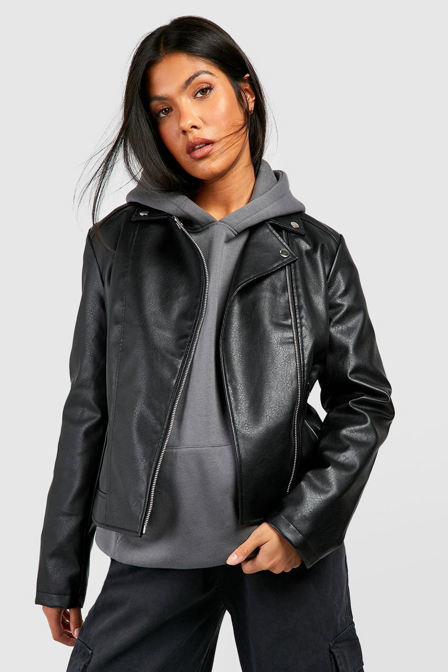 Black Maternity Faux Leather Moto Jacket
