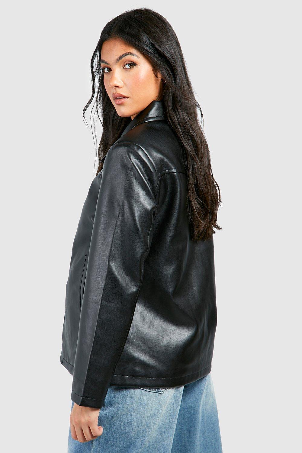 Maternity Faux Leather Boxy Jacket