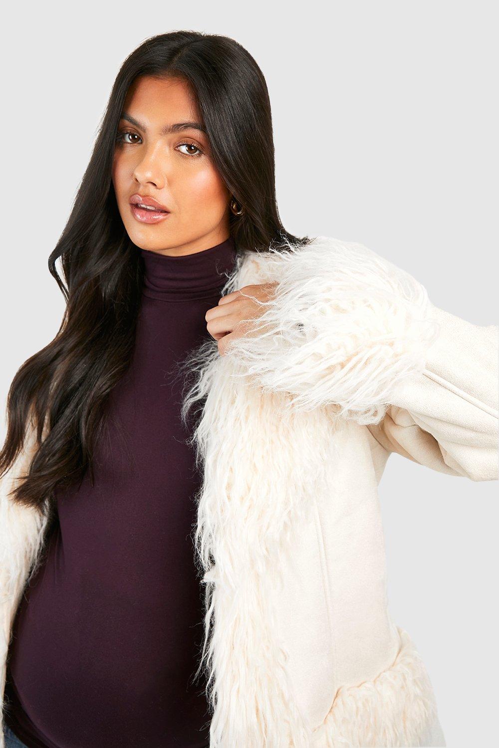 Maternity faux fur clearance coat