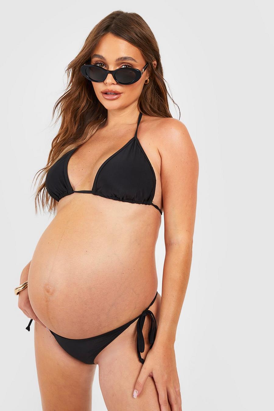 Black Maternity Basic Tie Side Bikini image number 1