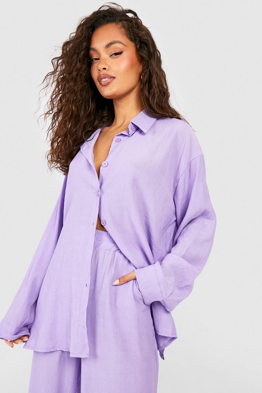 Lilac Crinkle Relaxed Fit Shirt image number 1