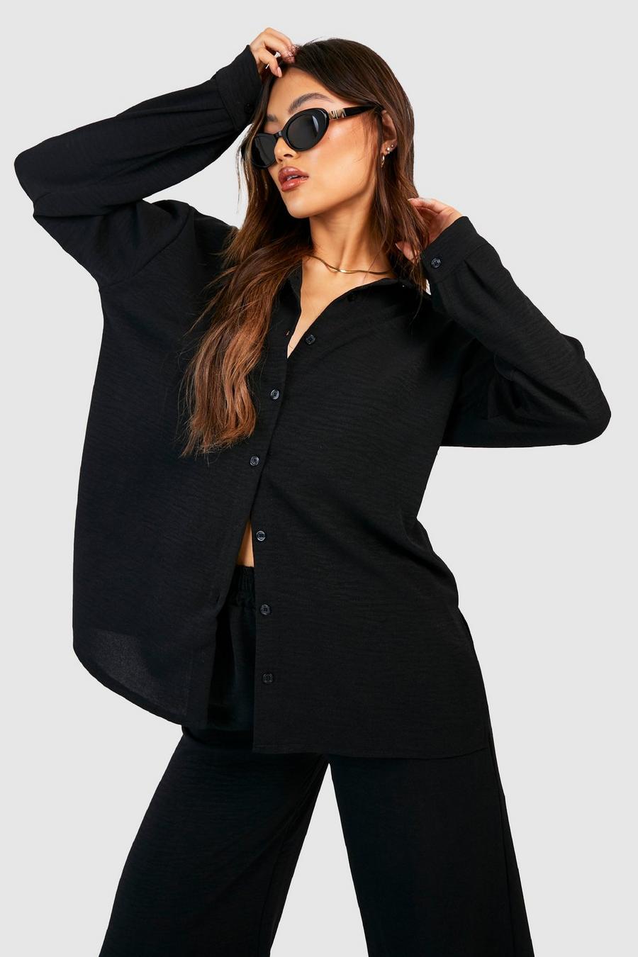 Black Textured Relaxed Fit Shirt image number 1