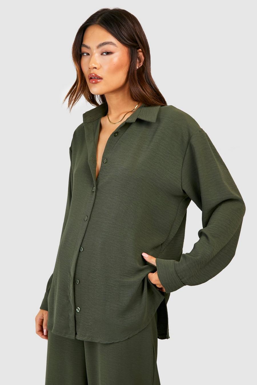 Khaki Textured Relaxed Fit Shirt image number 1